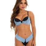 conjunto em renda bicolor frozen'