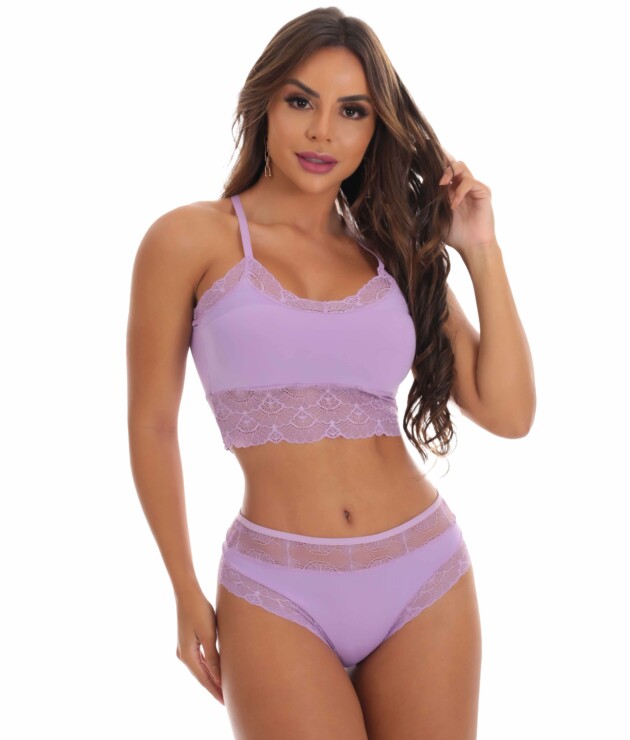 Conjunto em microfibra com bojo embutido fantastico