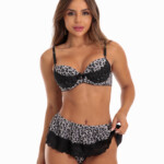 Lingerie Trio Estampado com Renda