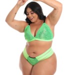 Conjunto Plus Size Sexy com Elástico Neon