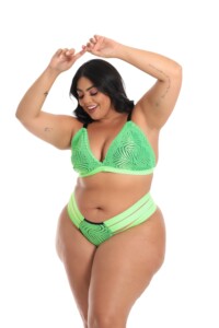 Conjunto Plus Size Sexy com Elástico Neon