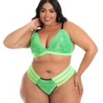 Conjunto Plus Size Sexy com Elástico Neon