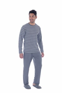 pijama masculino em suede listrado