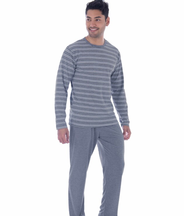 pijama masculino em suede listrado
