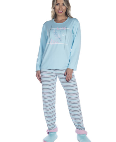 Pijama Suede Listrado