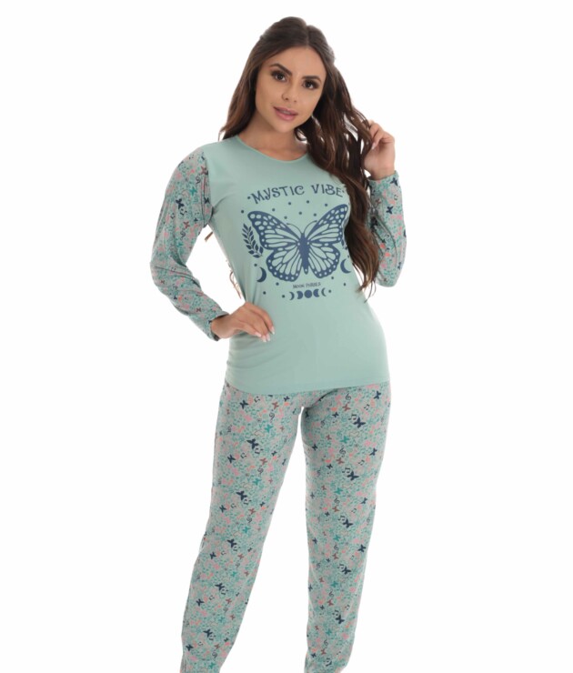 Pijama Longo Feminino em suede – Teos