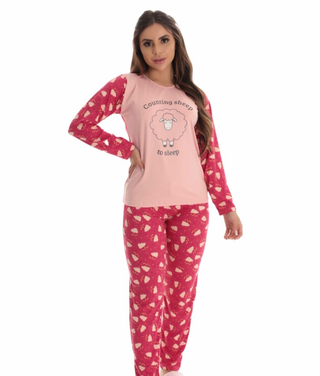 Pijama Longo Feminino em suede – Romance