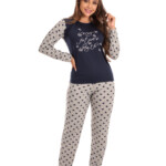 Pijama Longo Feminino em Suede Azul Marinho