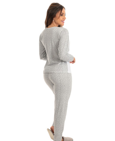 Pijama Longo Feminino em Suede Branco