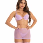 Conjunto com bojo e saia transparente sensual