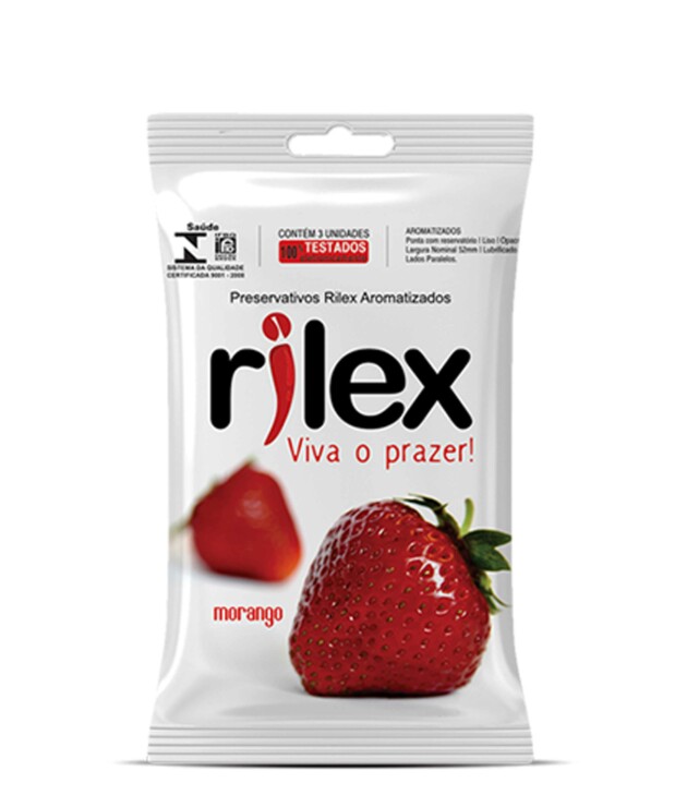 Preservativo Rilex Sachê com 3 Unidades - Morango