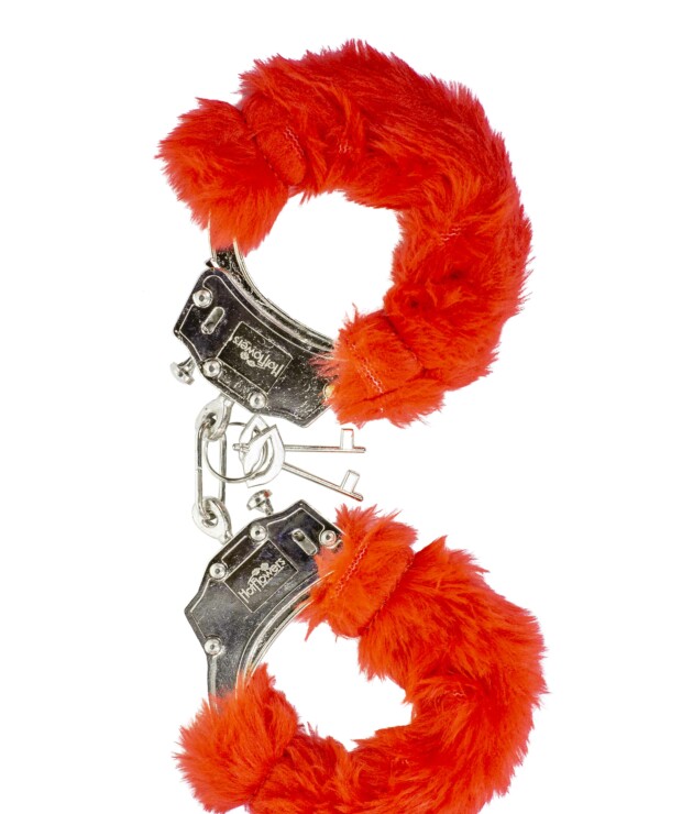 Algema de Metal com Pelúcia Vermelha